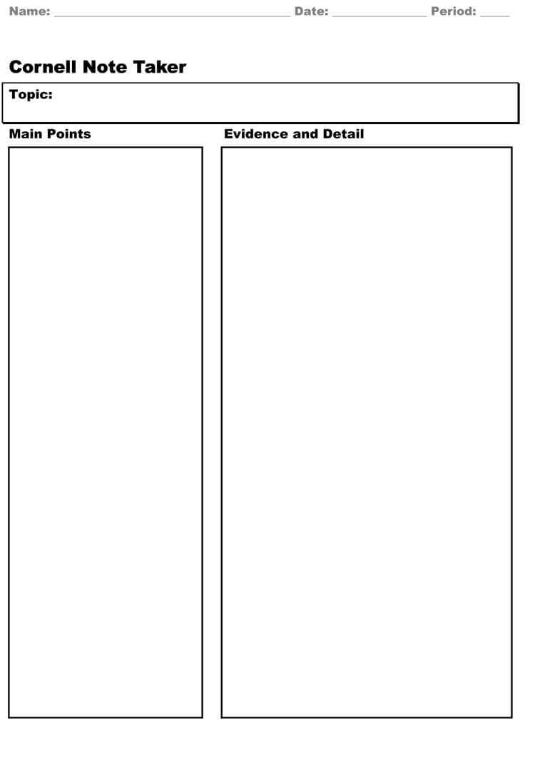 40 Free Cornell Note Templates (With Cornell Note Taking For Note Taking Template Word