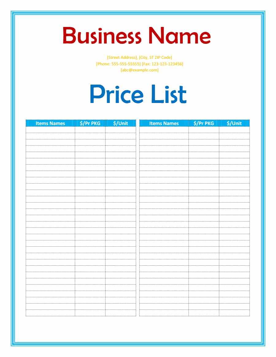 40 Free Price List Templates (Price Sheet Templates) ᐅ In Advertising Rate Card Template