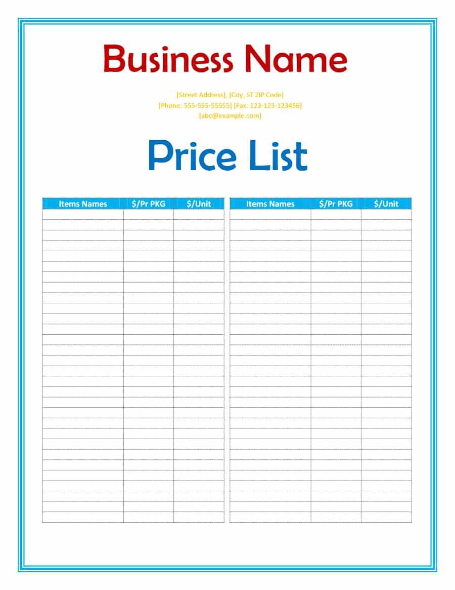 40 Free Price List Templates (Price Sheet Templates) ᐅ In Rate Card Template Word