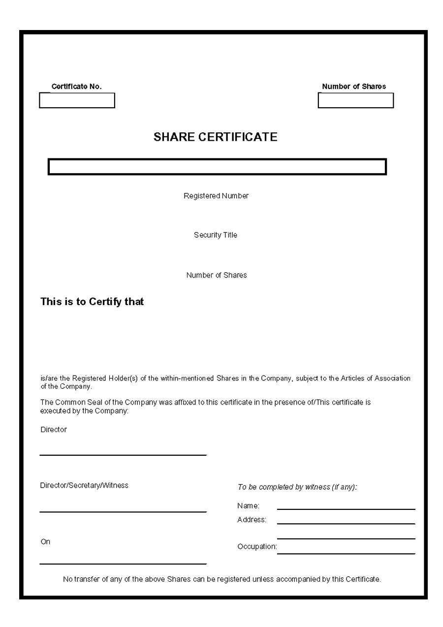 40+ Free Stock Certificate Templates (Word, Pdf) ᐅ Template Lab For Shareholding Certificate Template