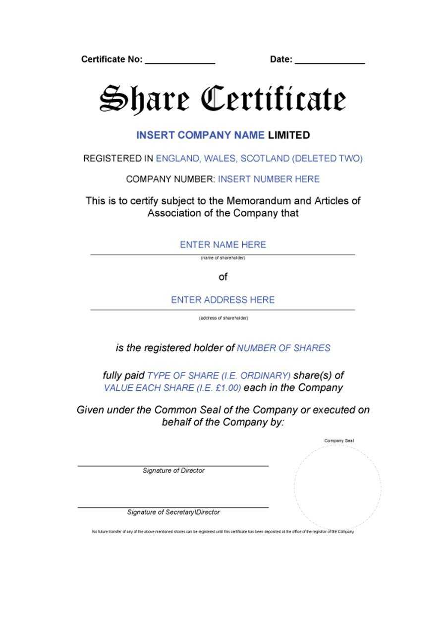 40+ Free Stock Certificate Templates (Word, Pdf) ᐅ Template Lab In Blank Share Certificate Template Free