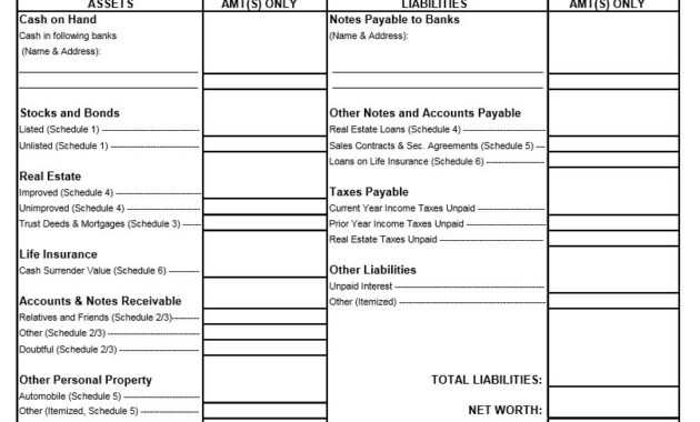 40+ Personal Financial Statement Templates &amp; Forms ᐅ intended for Blank Personal Financial Statement Template