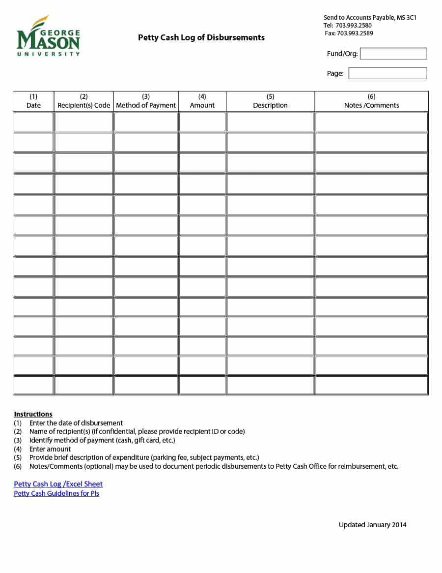 40 Petty Cash Log Templates & Forms [Excel, Pdf, Word] ᐅ Within Petty Cash Expense Report Template