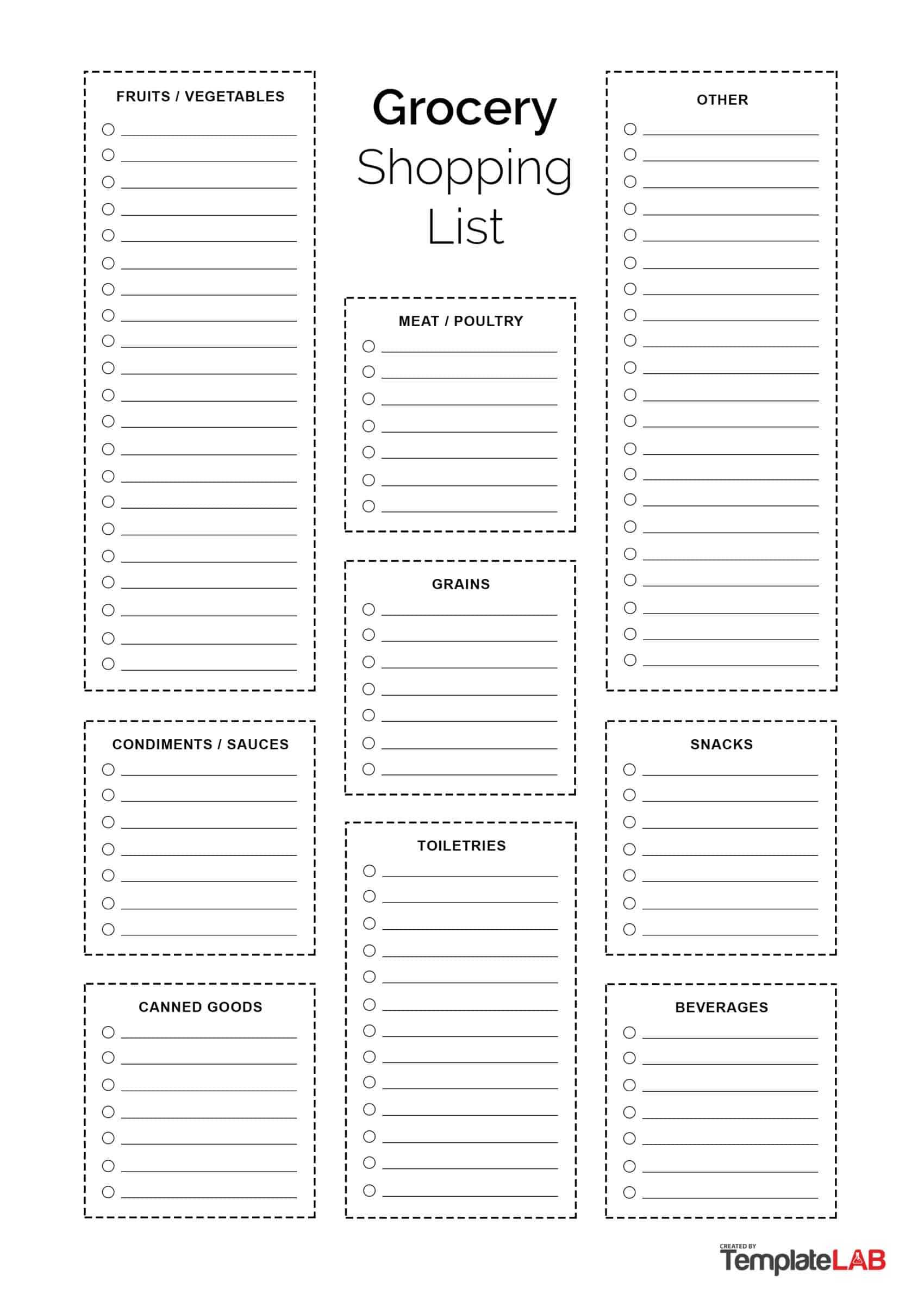 40+ Printable Grocery List Templates (Shopping List) ᐅ In Blank Grocery Shopping List Template