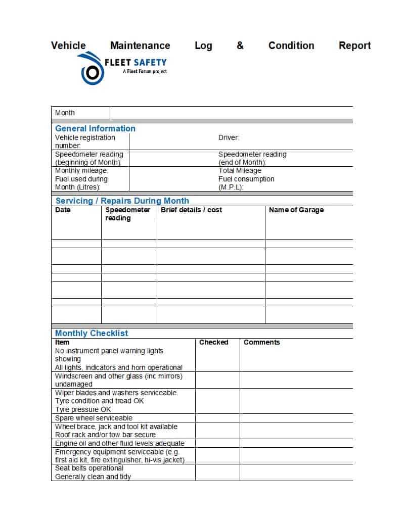 40 Printable Vehicle Maintenance Log Templates ᐅ Template Lab Intended For Maintenance Job Card Template