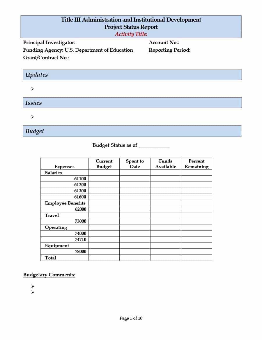 40+ Project Status Report Templates [Word, Excel, Ppt] ᐅ For Weekly Status Report Template Excel