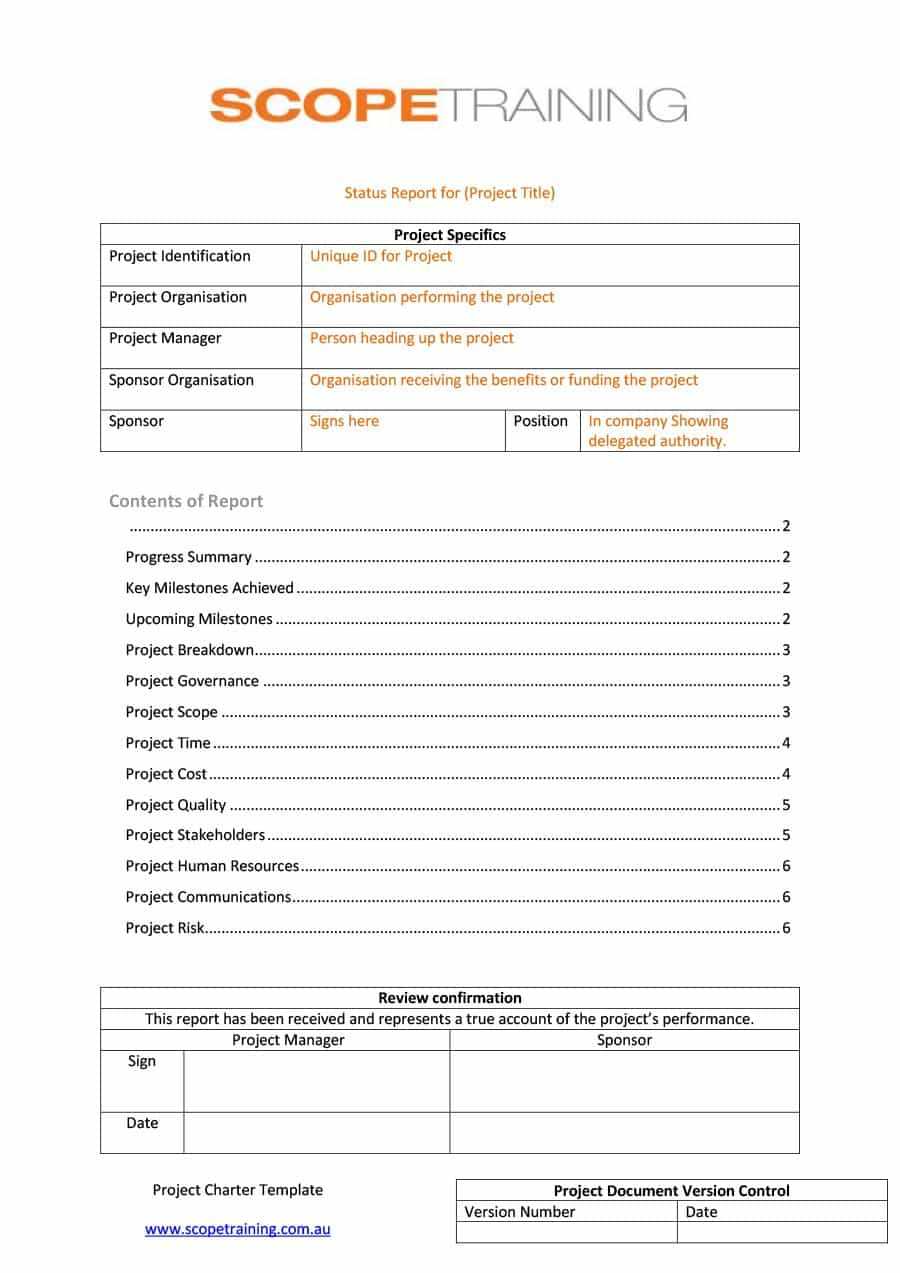 40+ Project Status Report Templates [Word, Excel, Ppt] ᐅ In Section 37 Report Template