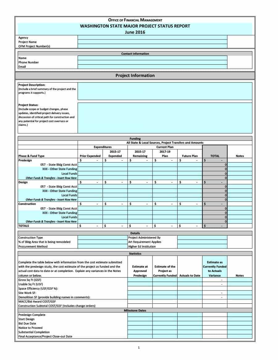 40+ Project Status Report Templates [Word, Excel, Ppt] ᐅ Pertaining To State Report Template