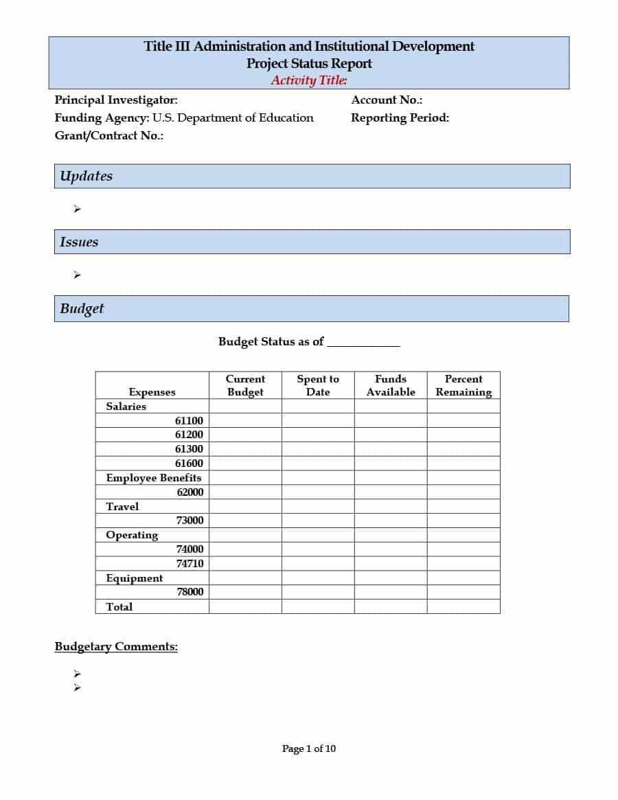 40+ Project Status Report Templates [Word, Excel, Ppt] ᐅ Regarding Staff Progress Report Template
