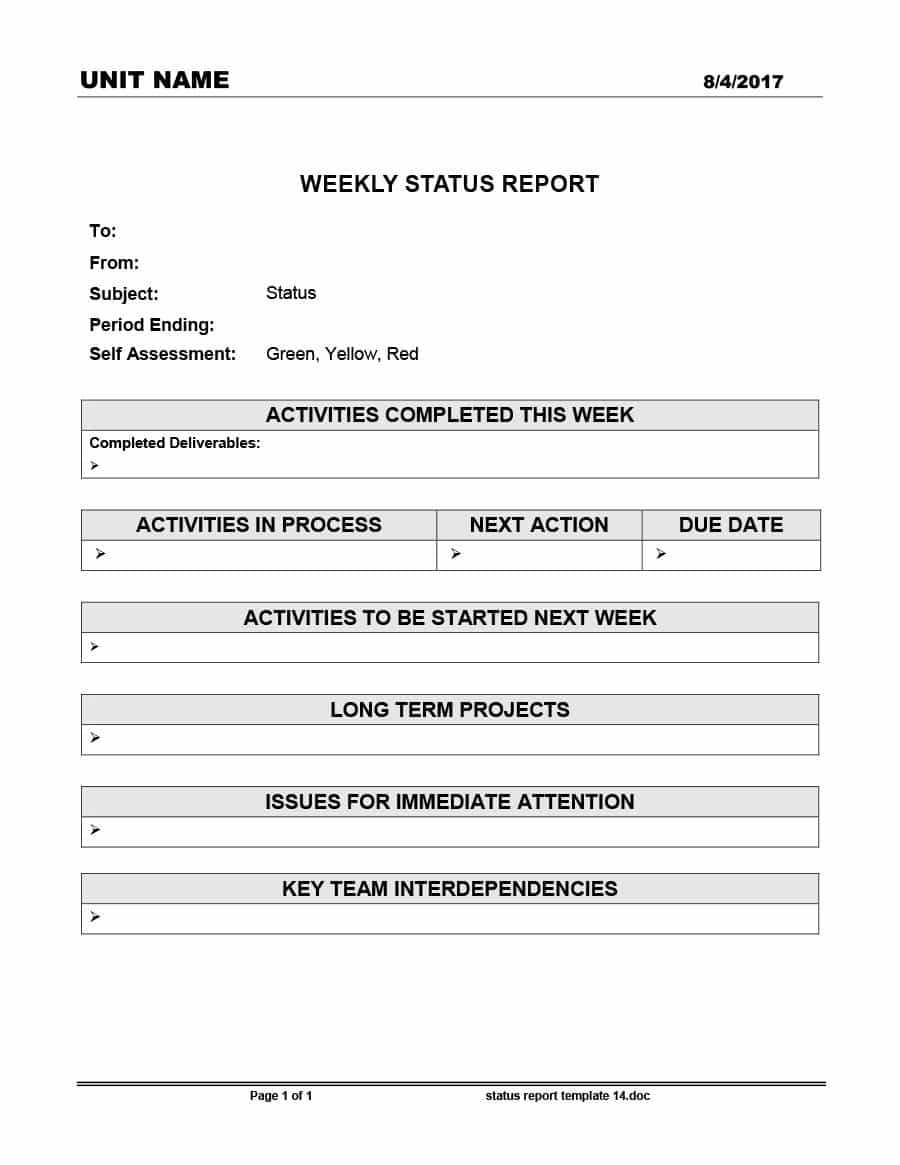 40+ Project Status Report Templates [Word, Excel, Ppt] ᐅ With Activity Report Template Word