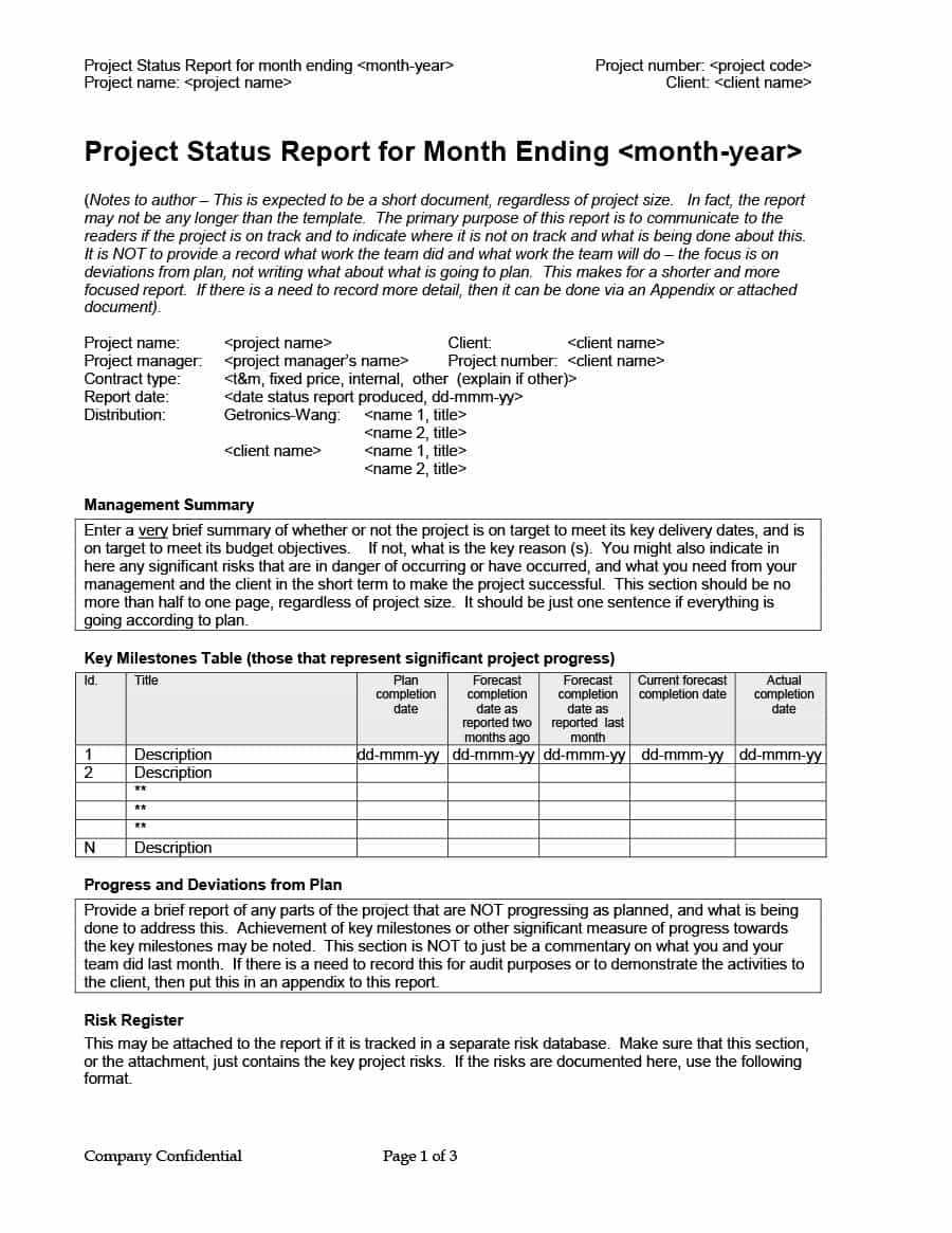 40+ Project Status Report Templates [Word, Excel, Ppt] ᐅ With One Page Project Status Report Template