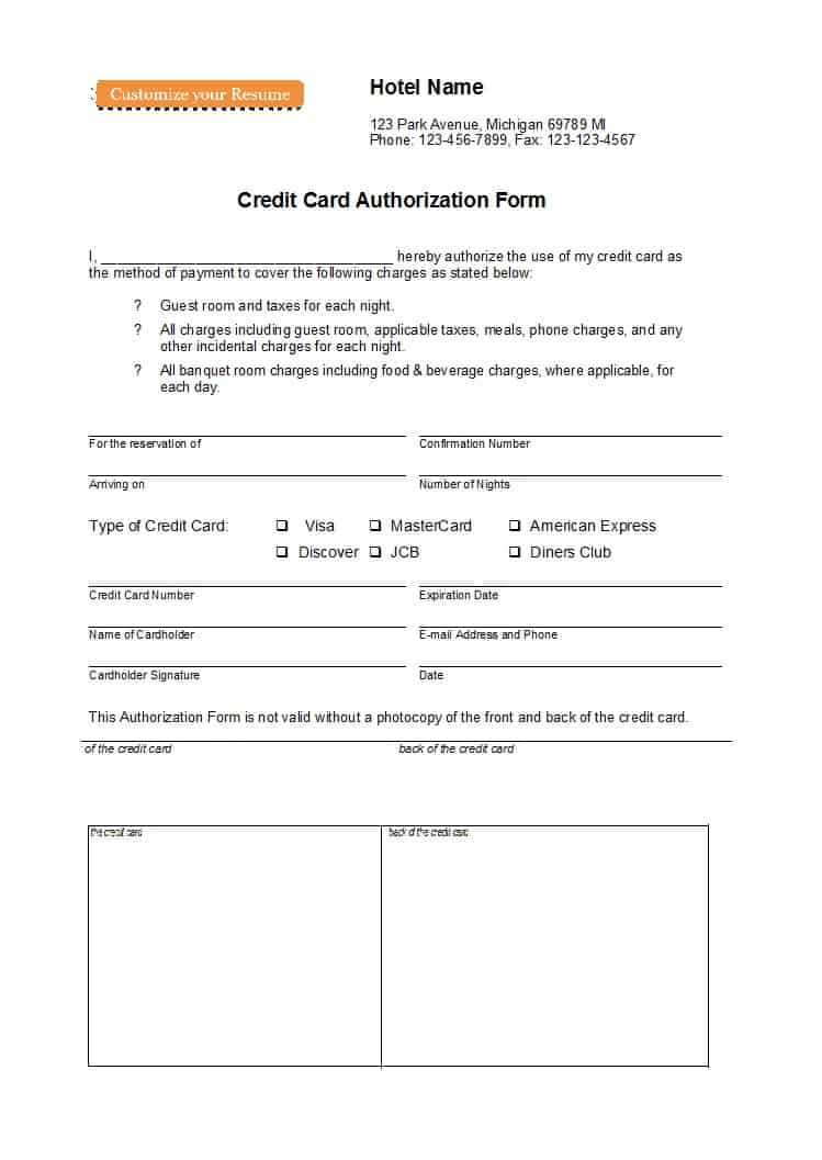 41 Credit Card Authorization Forms Templates {Ready To Use} In Credit Card Authorisation Form Template Australia