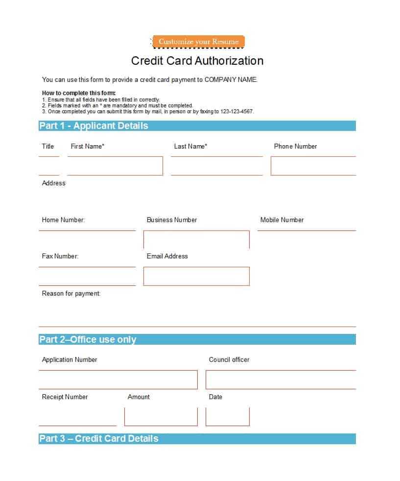 41 Credit Card Authorization Forms Templates {Ready To Use} Intended For Order Form With Credit Card Template