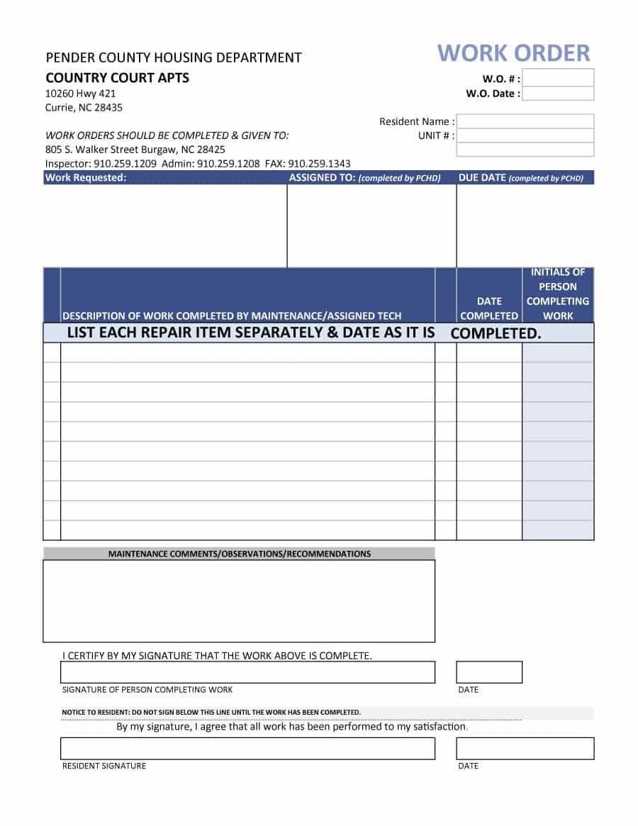 43+ Work Order Templates Download – Pdf Work Order Format!! Regarding Maintenance Job Card Template