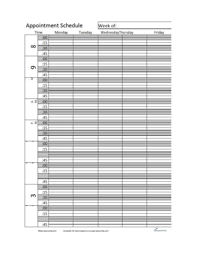 45 Printable Appointment Schedule Templates [& Appointment Pertaining To Appointment Sheet Template Word
