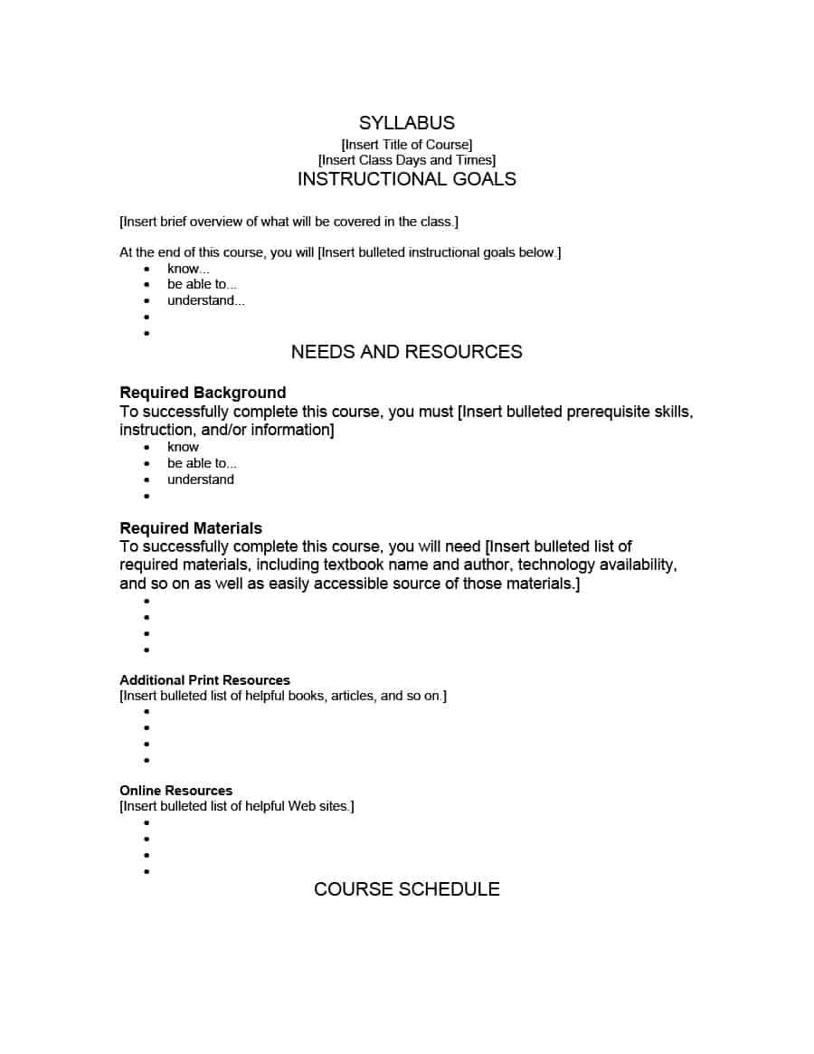 47 Editable Syllabus Templates (Course Syllabus) ᐅ Template Lab With Blank Syllabus Template