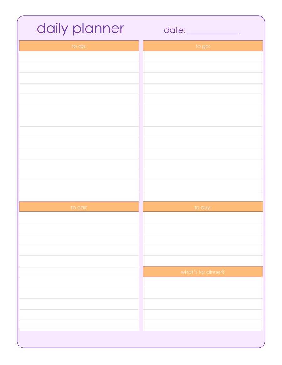 47 Printable Daily Planner Templates (Free In Word/excel/pdf) In Printable Blank Daily Schedule Template