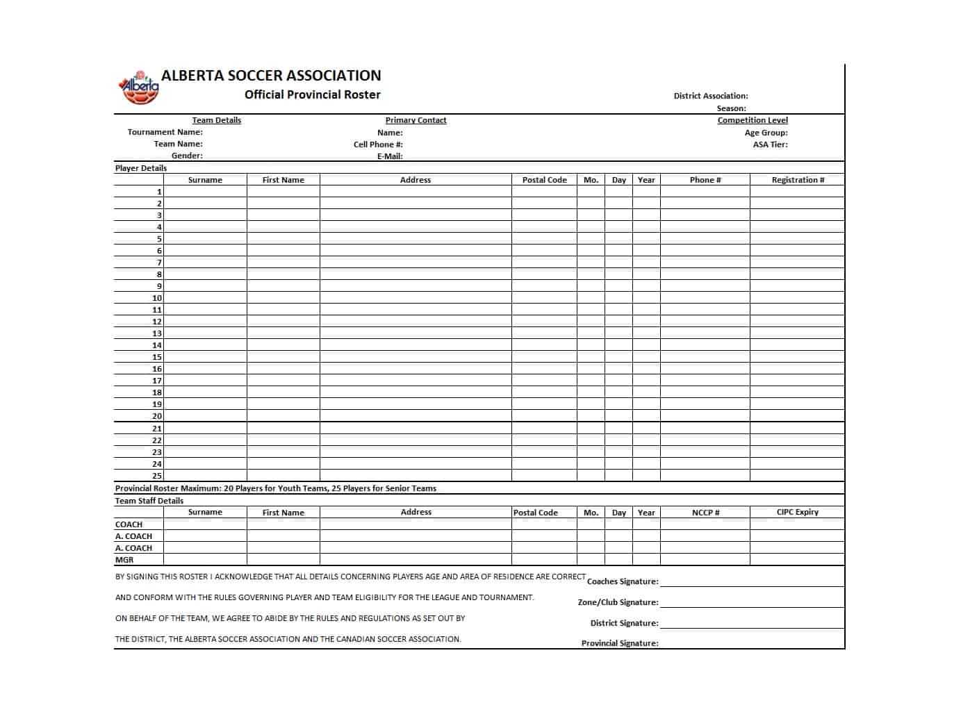 49 Printable Soccer Roster Templates (Soccer Lineup Sheets) ᐅ Intended For Soccer Referee Game Card Template