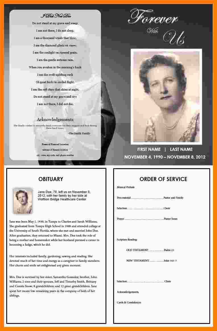 5+ Free Sample Obituary For Funeral Program | Marlows Jewellers Regarding Memorial Brochure Template