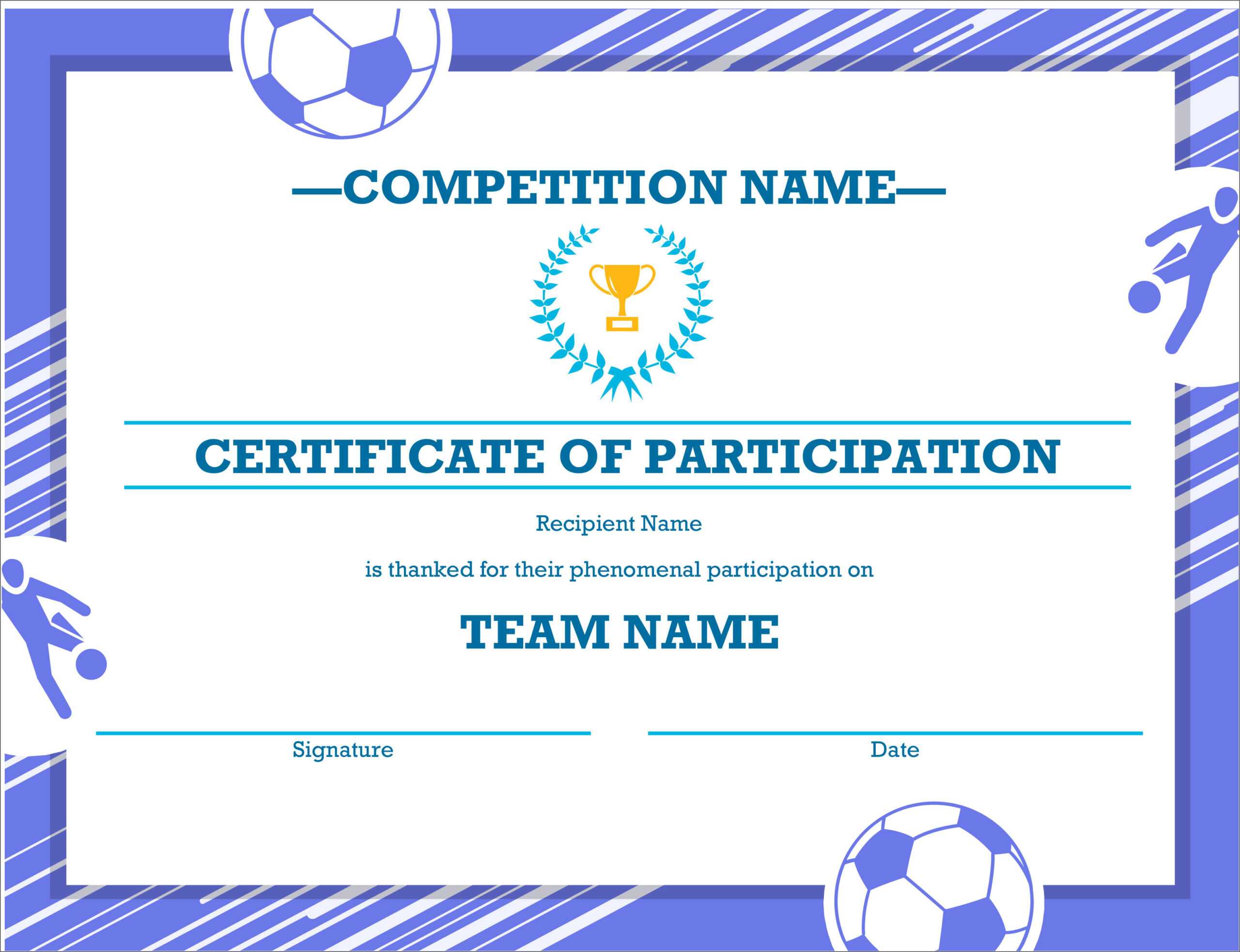 50 Free Creative Blank Certificate Templates In Psd Inside Soccer Certificate Templates For Word