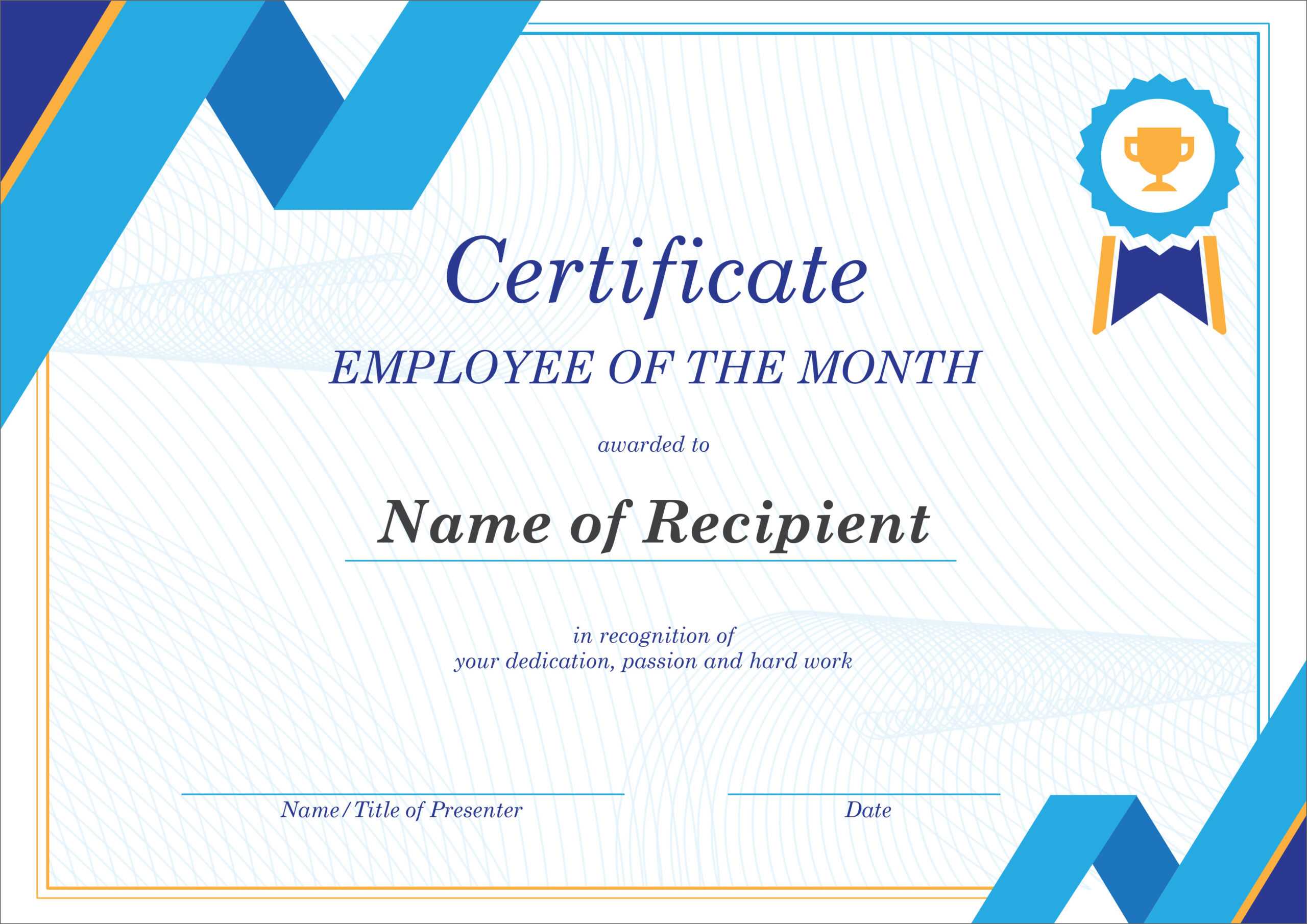 50 Free Creative Blank Certificate Templates In Psd Throughout Employee Of The Month Certificate Templates