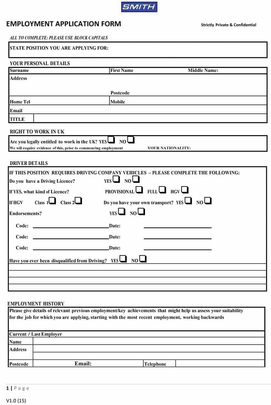 50 Free Employment / Job Application Form Templates Inside Job Application Template Word Document