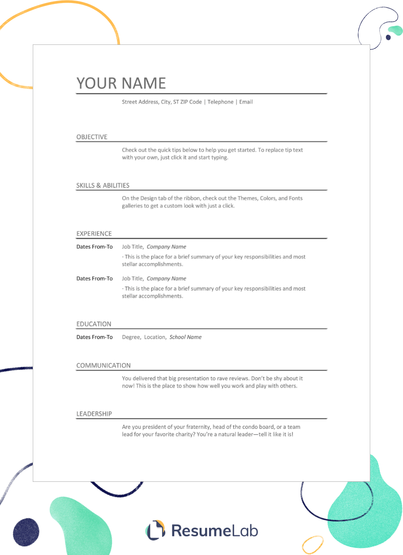 50+ Free Resume Templates For Microsoft Word To Download In Free Blank Resume Templates For Microsoft Word
