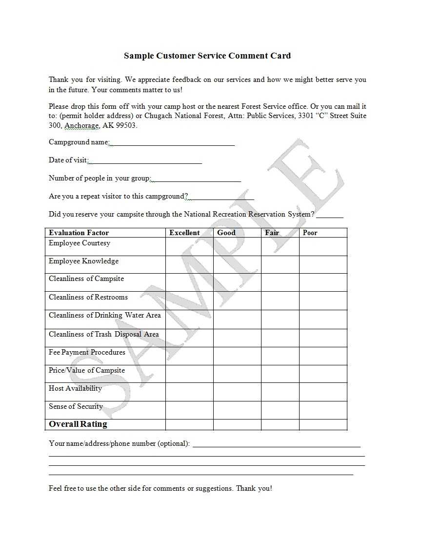 50 Printable Comment Card & Feedback Form Templates ᐅ In Survey Card Template