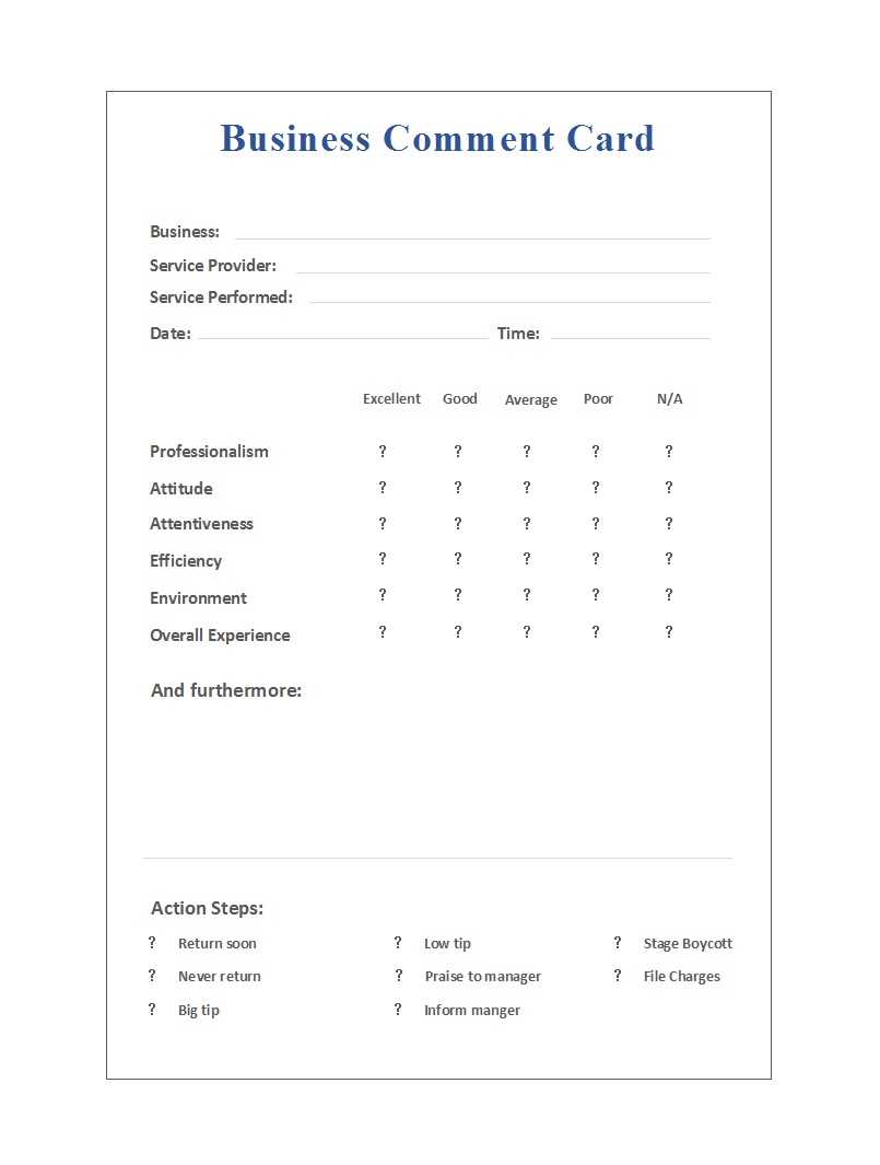 50 Printable Comment Card & Feedback Form Templates ᐅ Inside Blank Evaluation Form Template