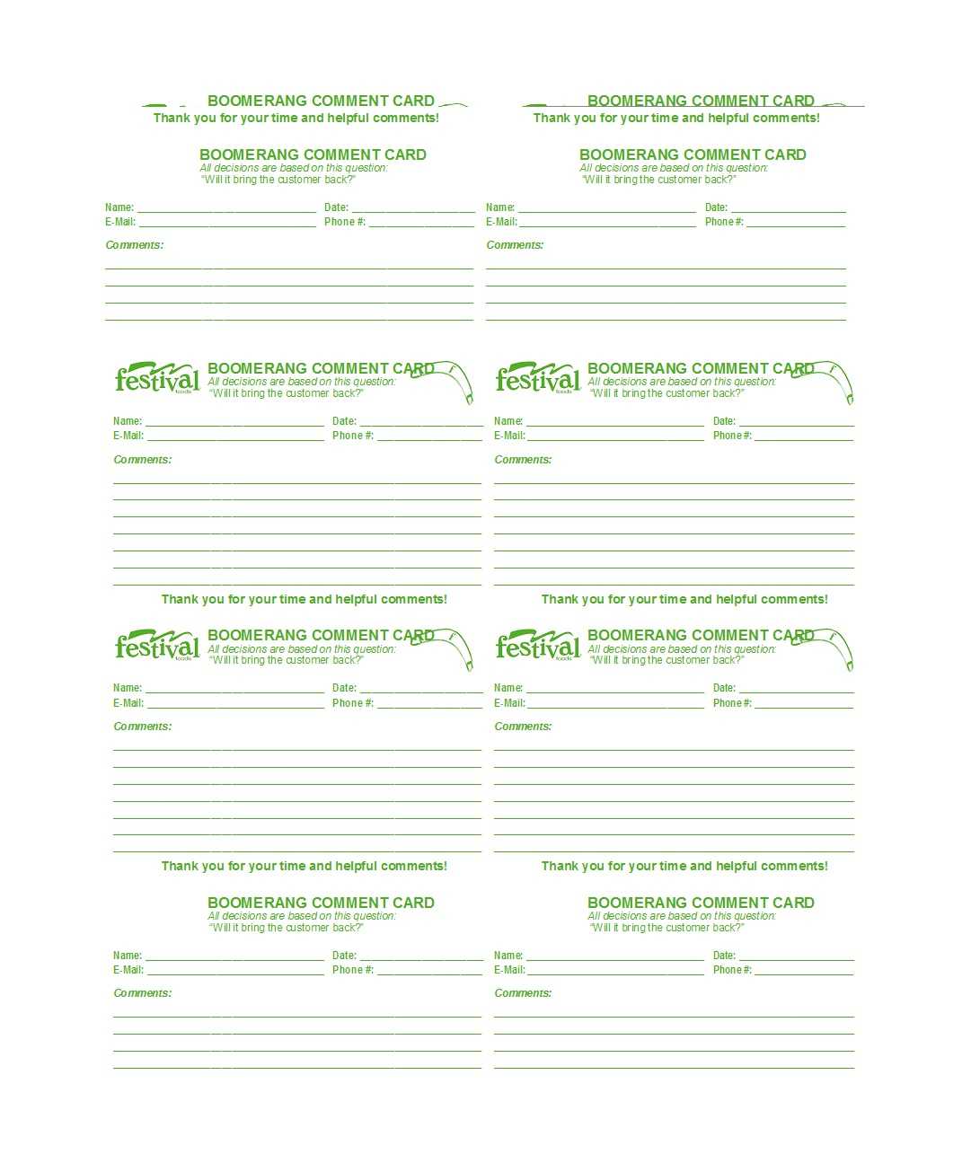 50 Printable Comment Card & Feedback Form Templates ᐅ Pertaining To Survey Card Template