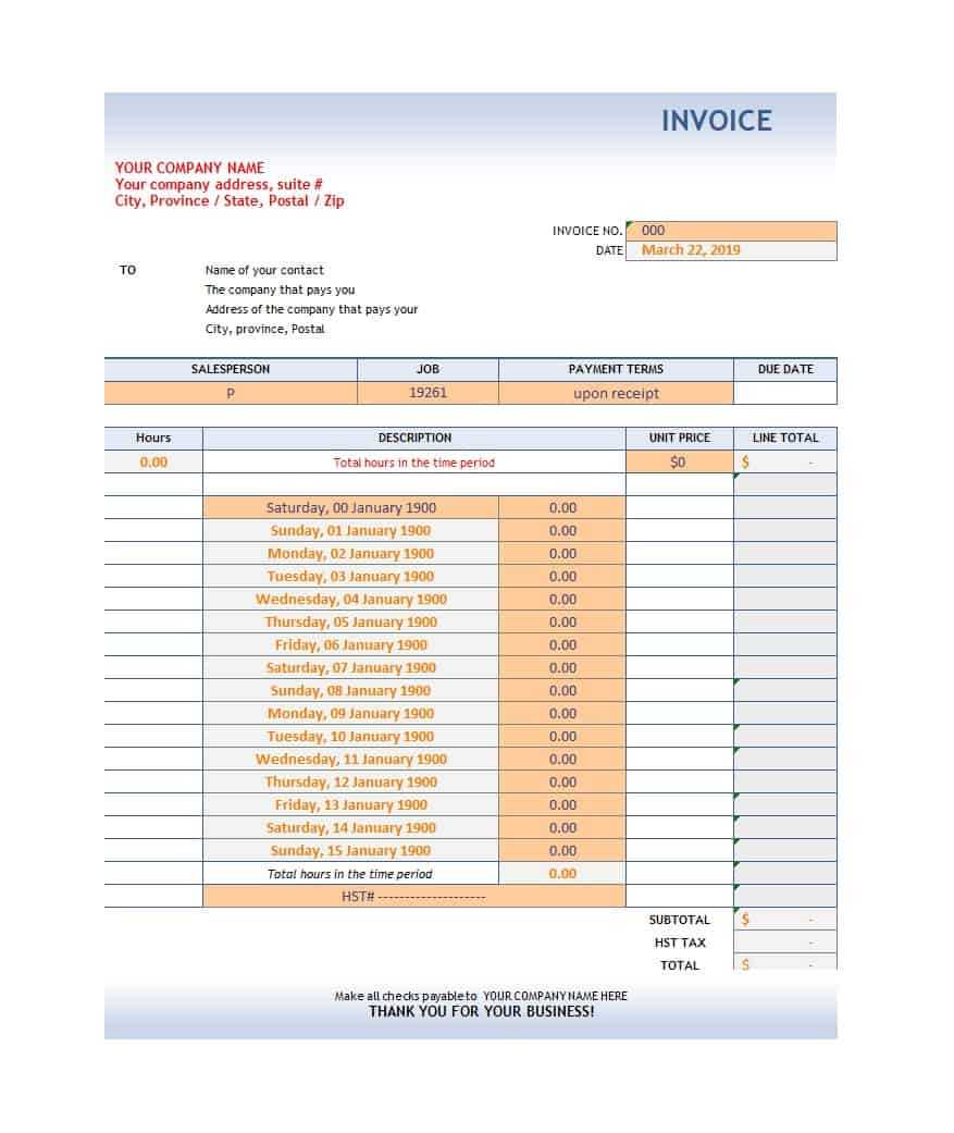 50 Simple Service Invoice Templates [Ms Word] – Template Archive Within Hours Of Operation Template Microsoft Word