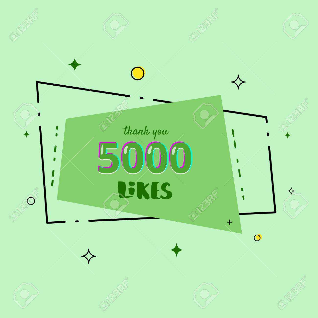 5000 Likes Thank You Card. Template For Social Media. Vector.. For Soccer Thank You Card Template