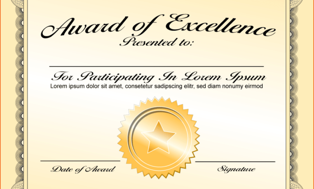 6+ Certificate Award Template - Bookletemplate intended for Template For Certificate Of Award