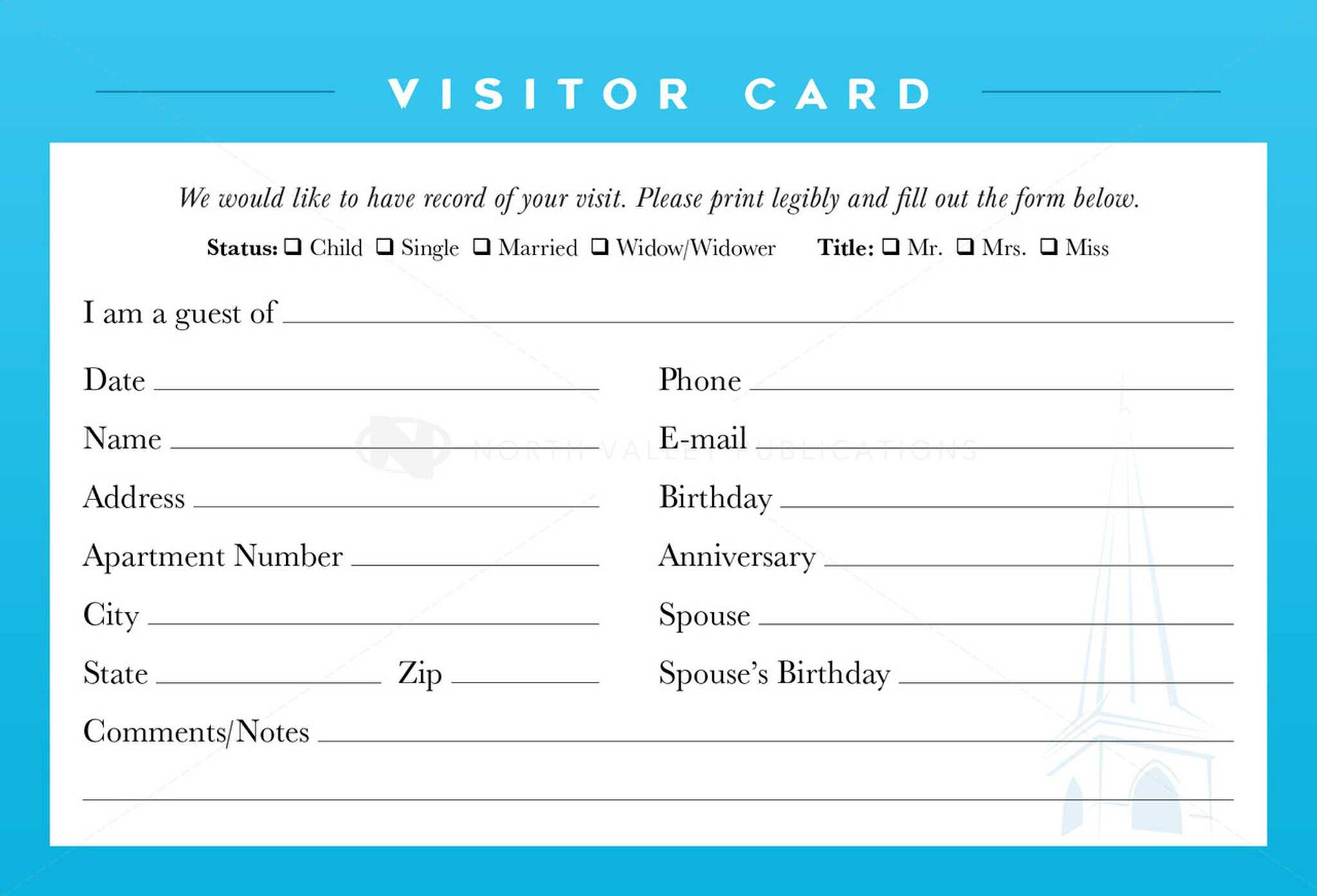 62D2C Guest Card Template | Wiring Library For Church Visitor Card Template
