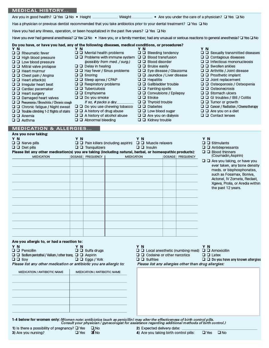 67 Medical History Forms [Word, Pdf] – Printable Templates Throughout Med Card Template