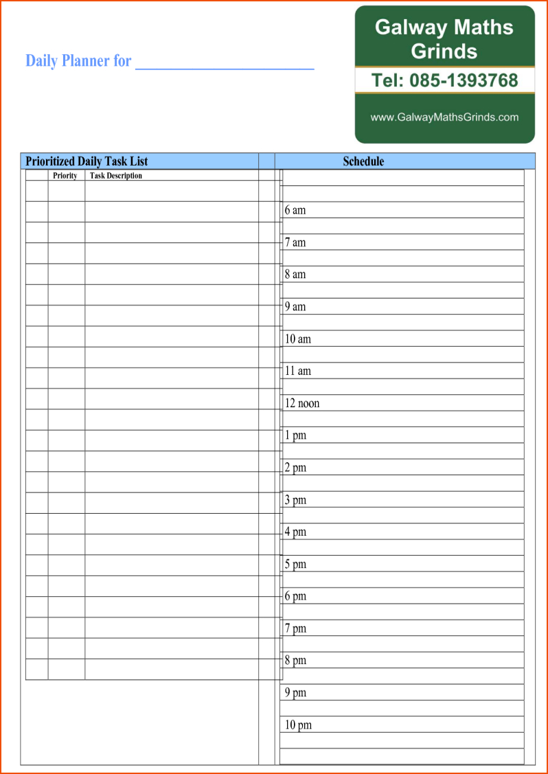 7+ Daily Planner Template Word – Bookletemplate Throughout Blank Table Of Contents Template