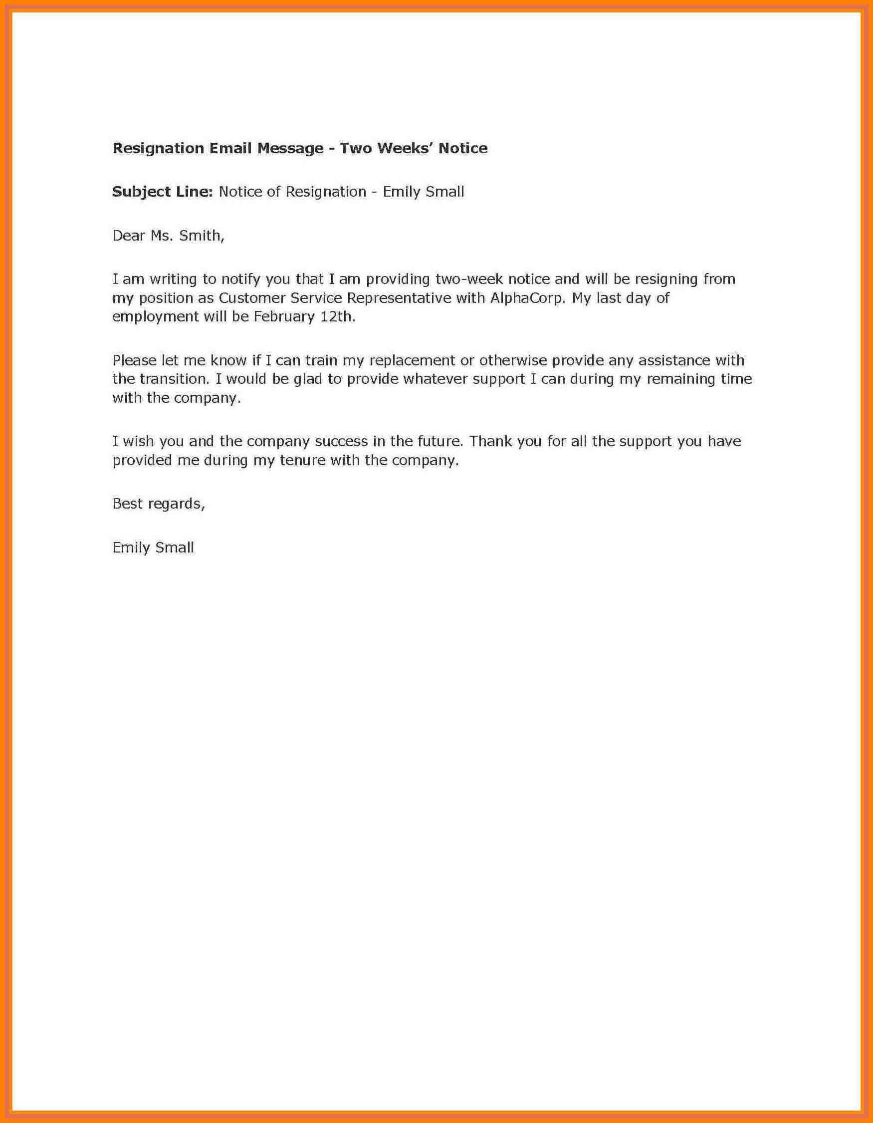8+ Example Of Two Weeks Notice Letter | Inta Cf Throughout Two Week Notice Template Word
