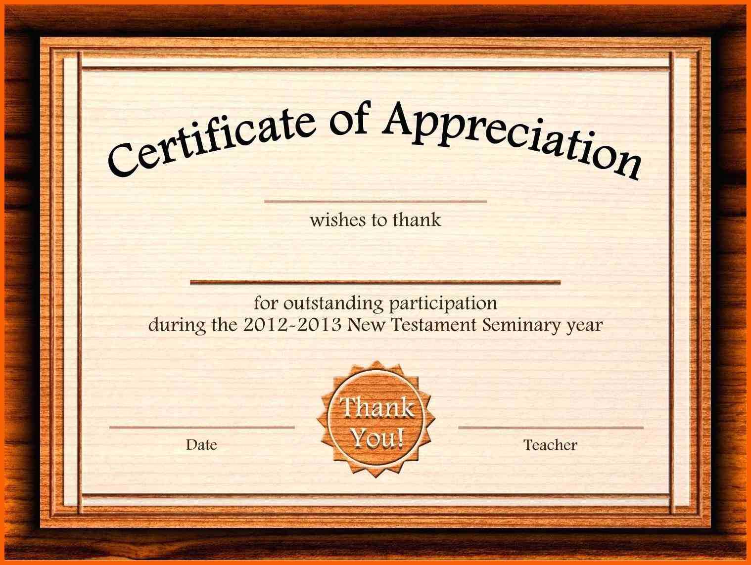 8+ Free Appreciation Certificate Templates For Word | Ml Datos With Regard To Student Of The Year Award Certificate Templates