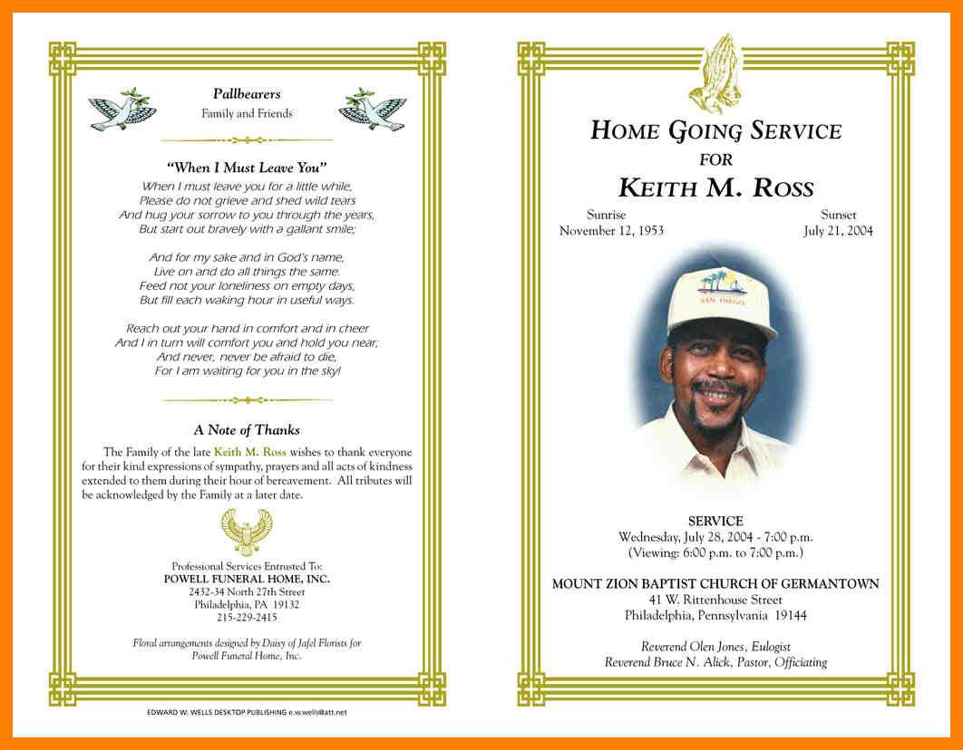 8+ Free Obituary Program Template | St Columbaretreat House Pertaining To Free Obituary Template For Microsoft Word