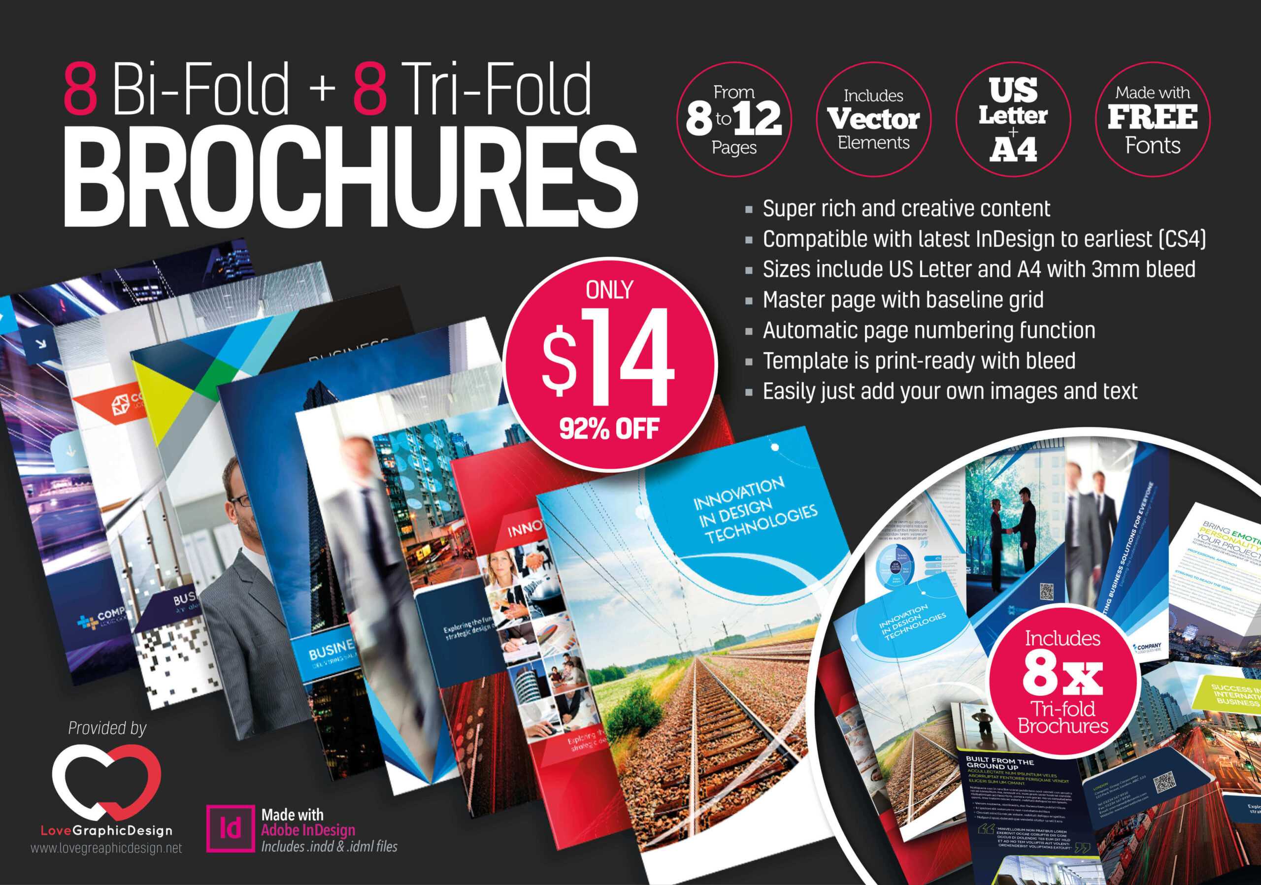 8 Print Ready Indesign Bi Fold & Tri Fold Brochure Templates Throughout Adobe Indesign Tri Fold Brochure Template