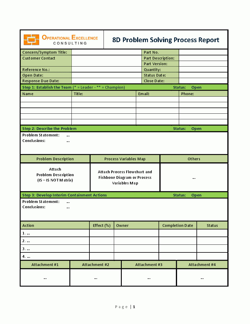8D Problem Solving Process Report Template (Word) – Flevypro With 8D Report Format Template