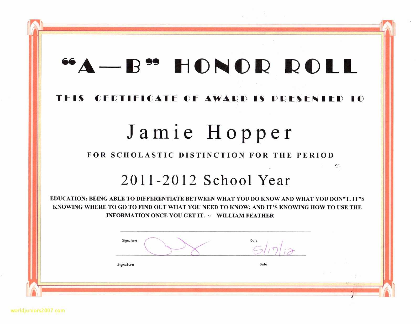 A/b Honor Roll Clipart With Honor Roll Certificate Template