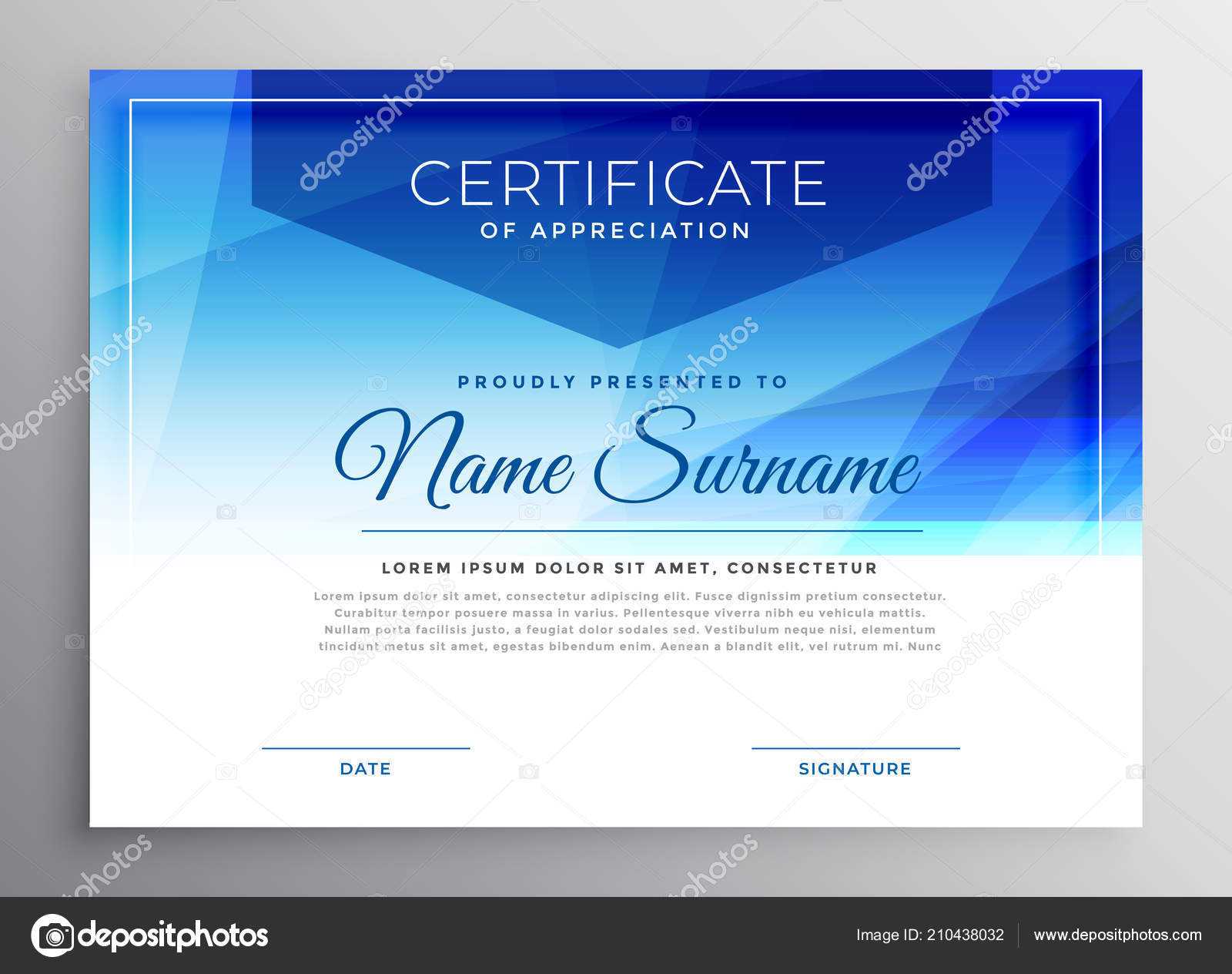 Abstract Blue Award Certificate Design Template — Stock Intended For Award Certificate Design Template