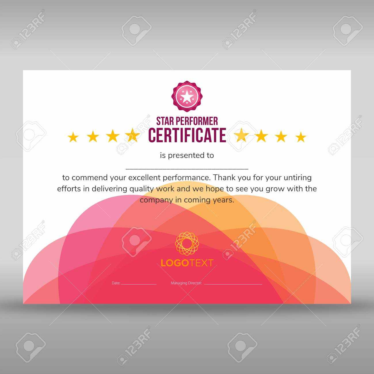 Abstract Creative Pink Star Performer Certificate Inside Star Performer Certificate Templates