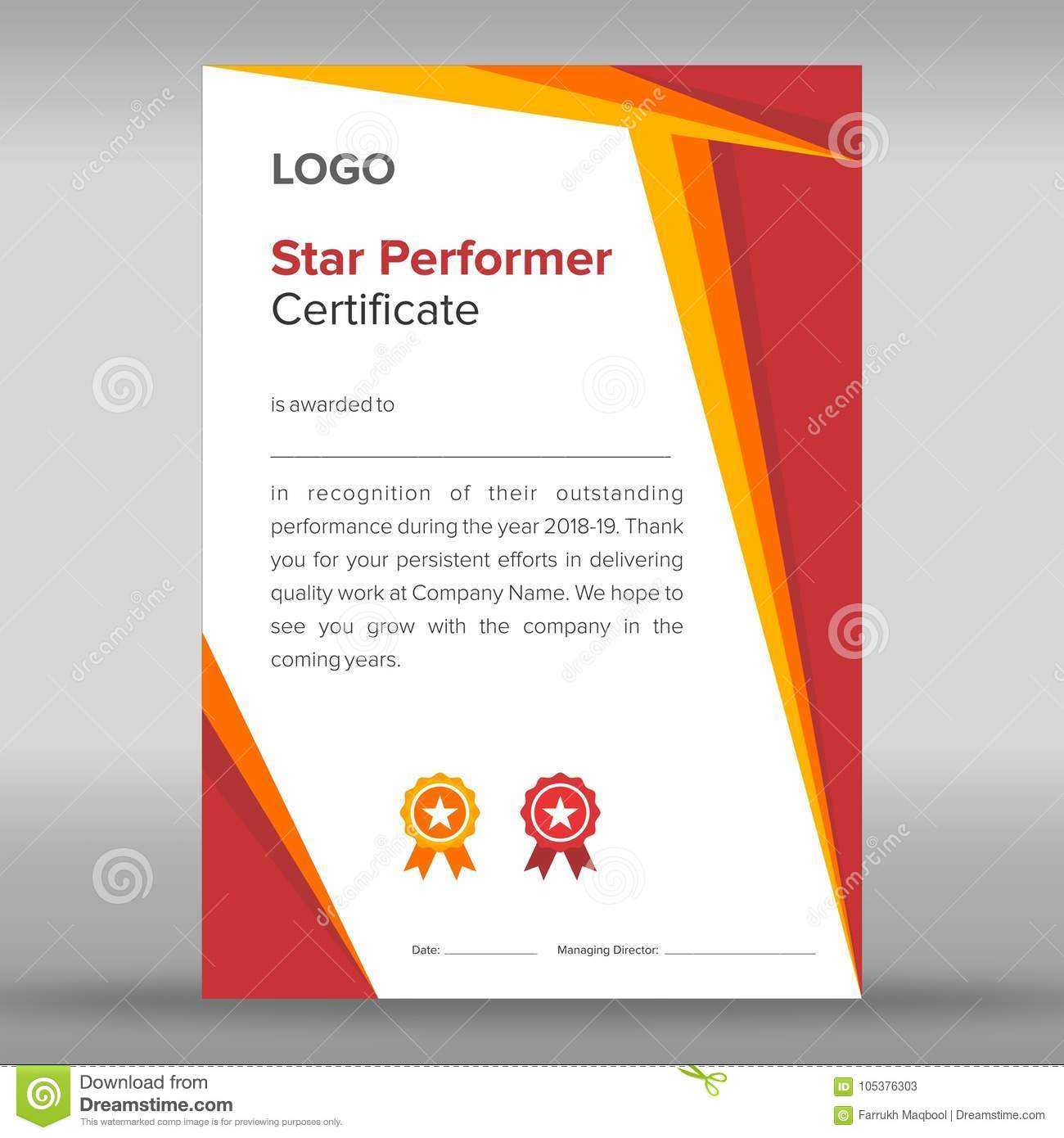 Abstract Geometric Gold And Red Certificate Stock Vector With Regard To Star Performer Certificate Templates