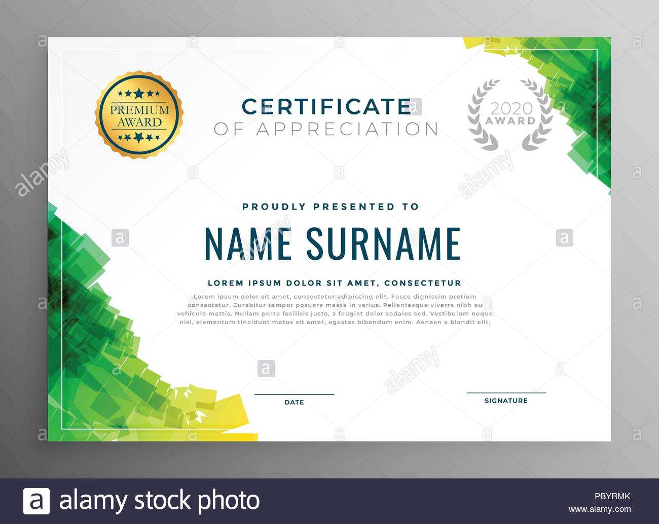 Abstract Green Certificate Of Appreciation Template Stock With Boot Camp Certificate Template