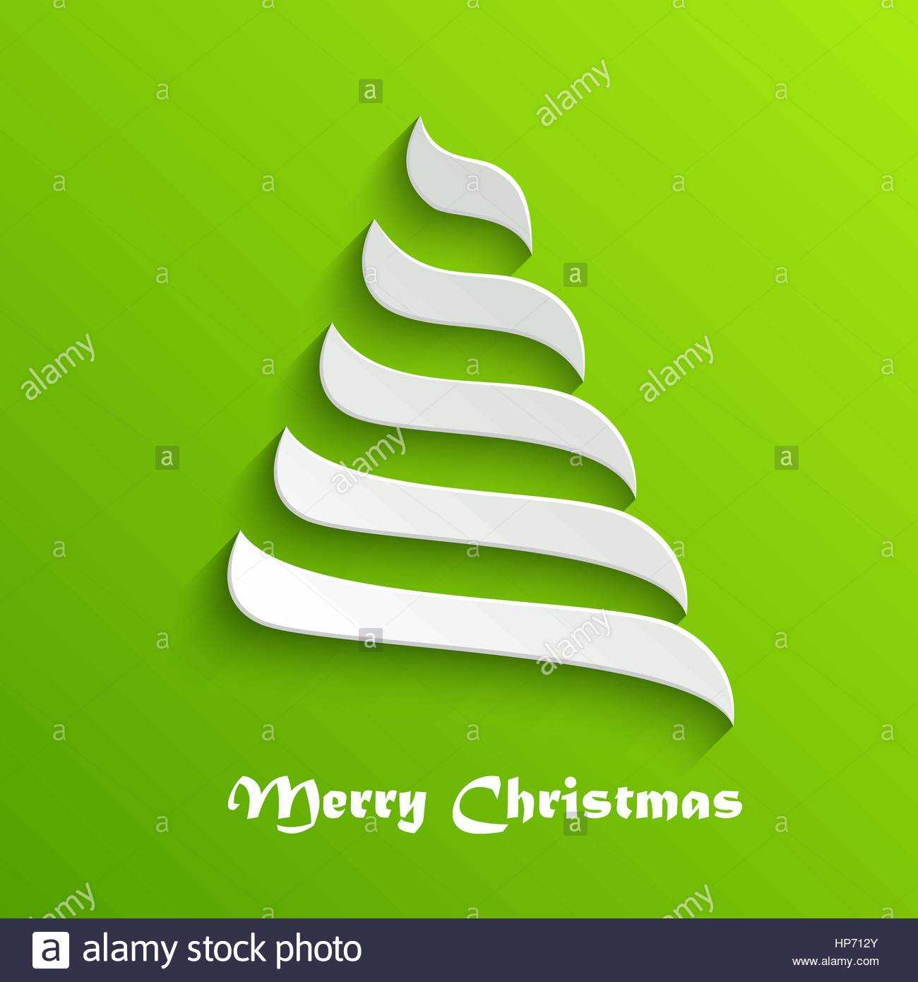 Abstract Modern 3D White Christmas Tree On Green Background Intended For 3D Christmas Tree Card Template