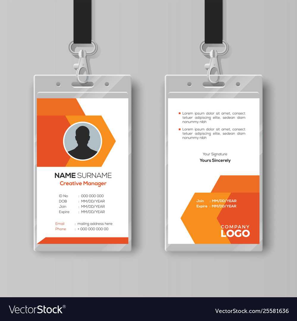 Abstract Orange Id Card Design Template Inside Id Card Template Ai