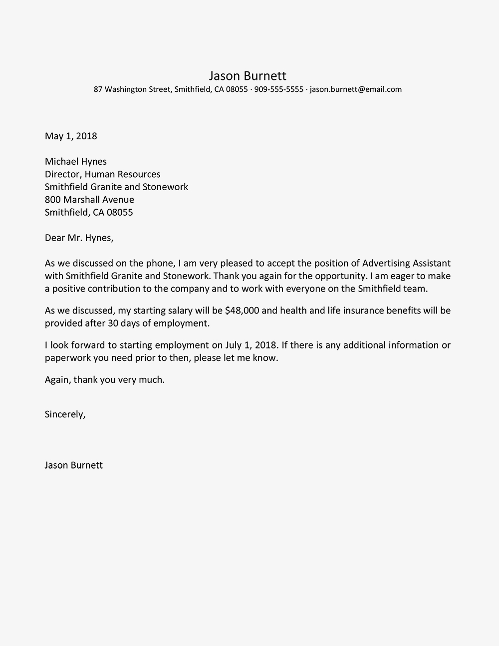 Acceptance Email For Job Offer – Mahre.horizonconsulting.co Regarding Acceptance Card Template