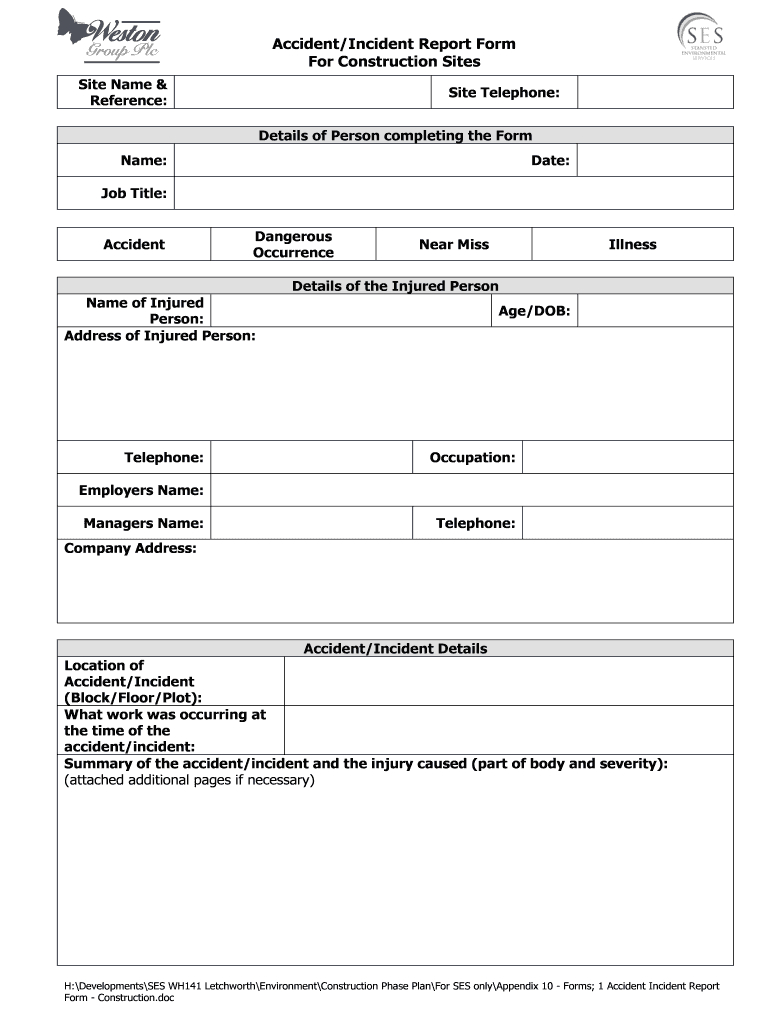 Accident And Incident Report Forms – Zohre.horizonconsulting.co Pertaining To Injury Report Form Template